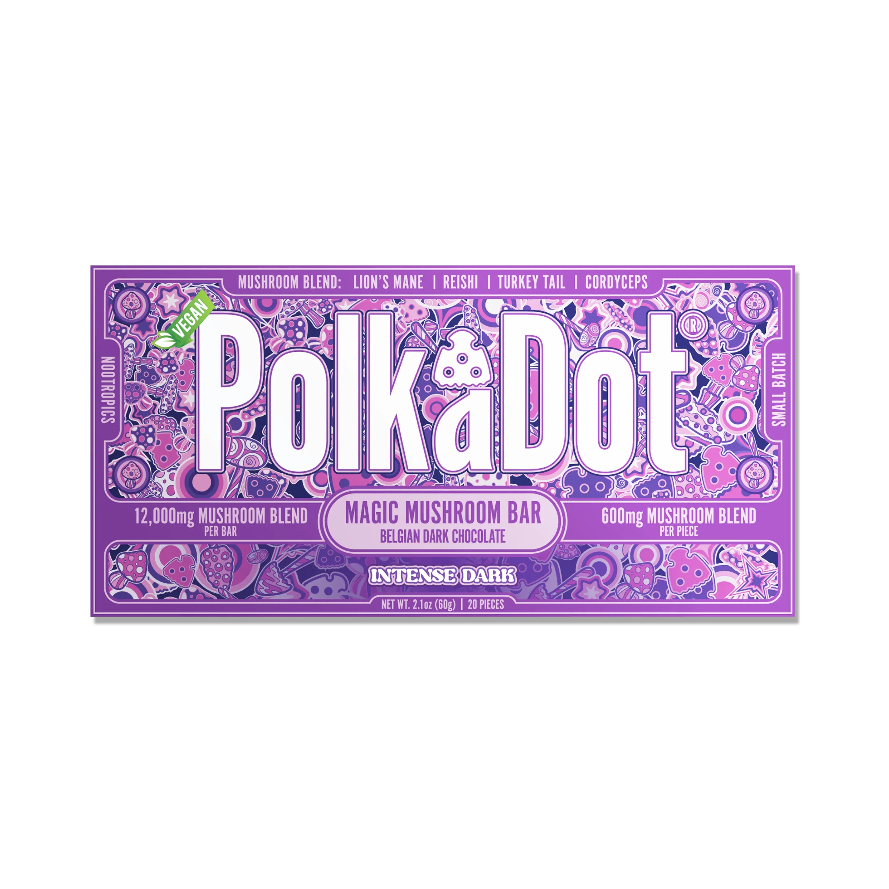 PolkaDot Mushroom Chocolate Bar Intense Dark