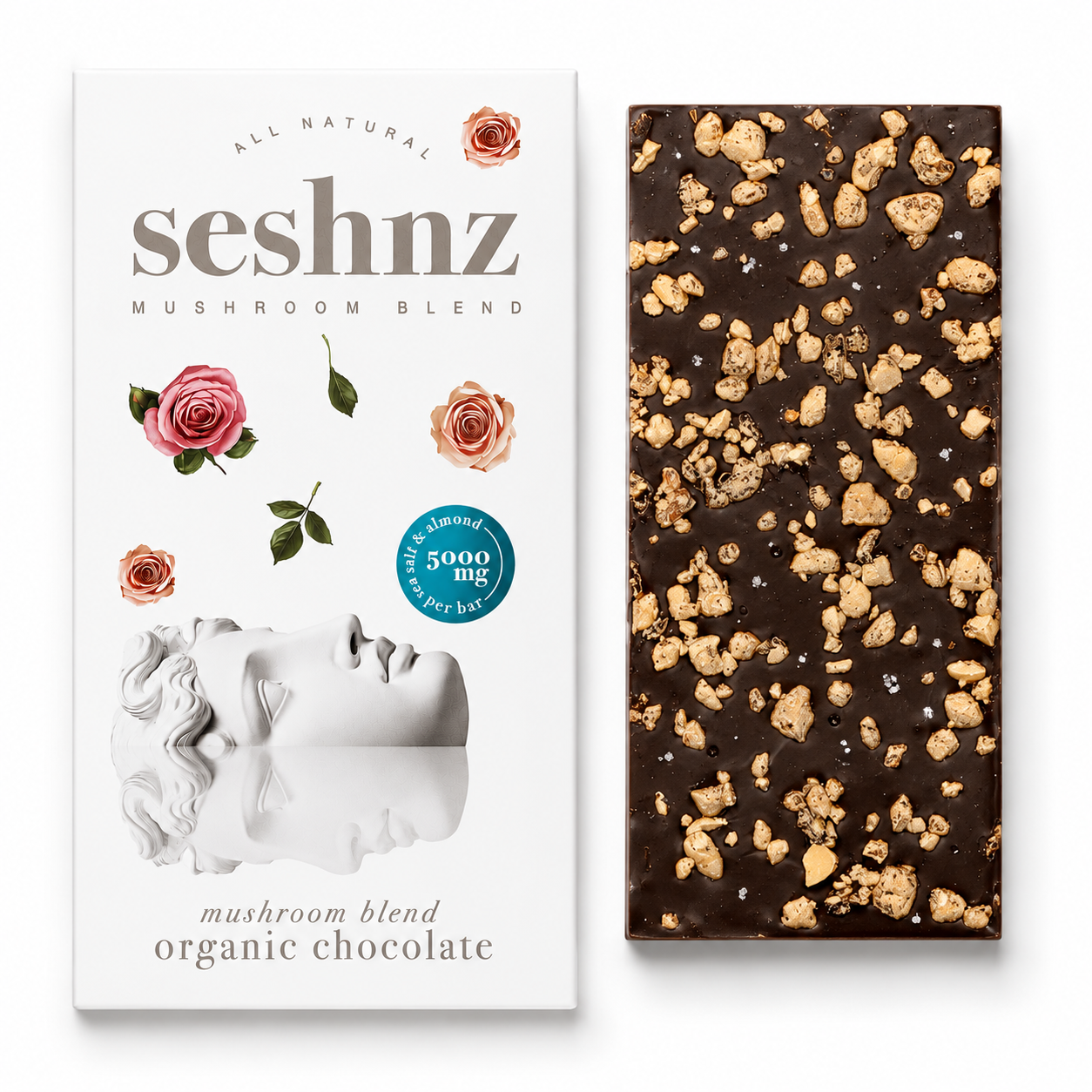 Seshnz Mushroom Chocolate Bar Sea Salt Almond