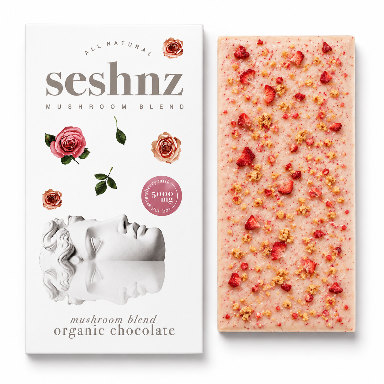 Seshnz Mushroom Chocolate Bar Strawberry Milk