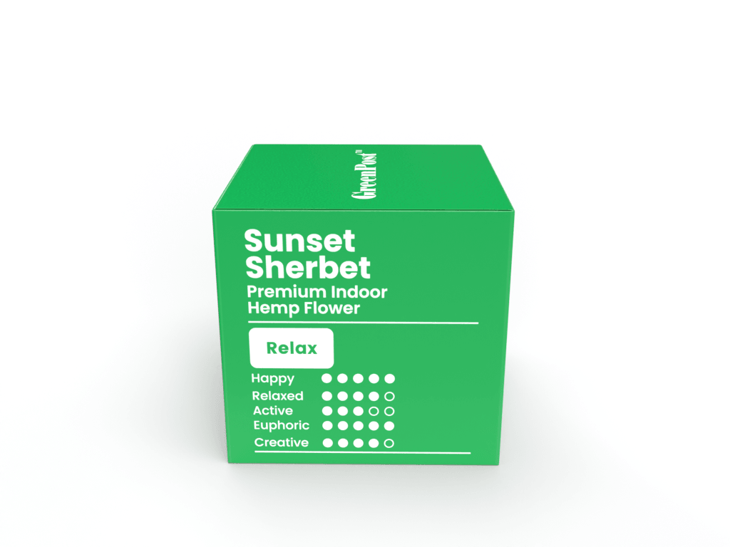 Sunset Sherbet THCA Flower (Indica) - GreenPost CBD - www.GreenPostCBD.com