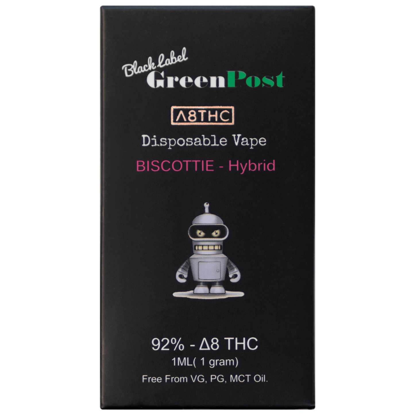 Biscottie Delta 8 Disposable Vape (Hybrid) - Black Label - GreenPost CBD - www.GreenPostCBD.com