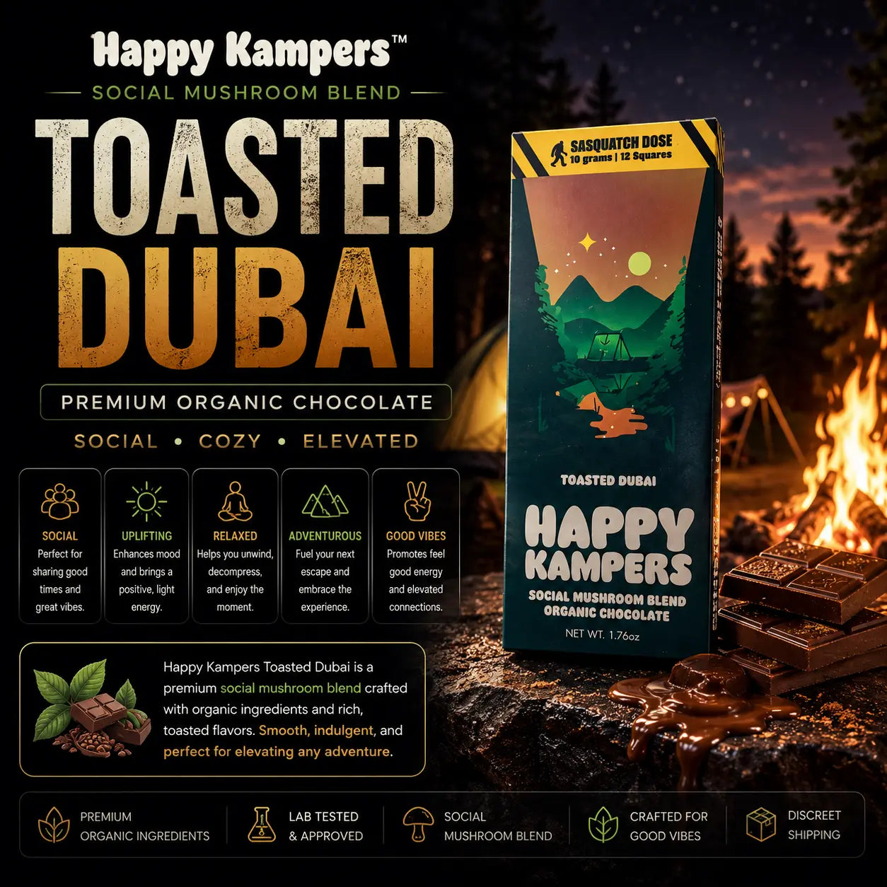 Happy Kampers 10g Mushroom Chocolate Bar Edibles