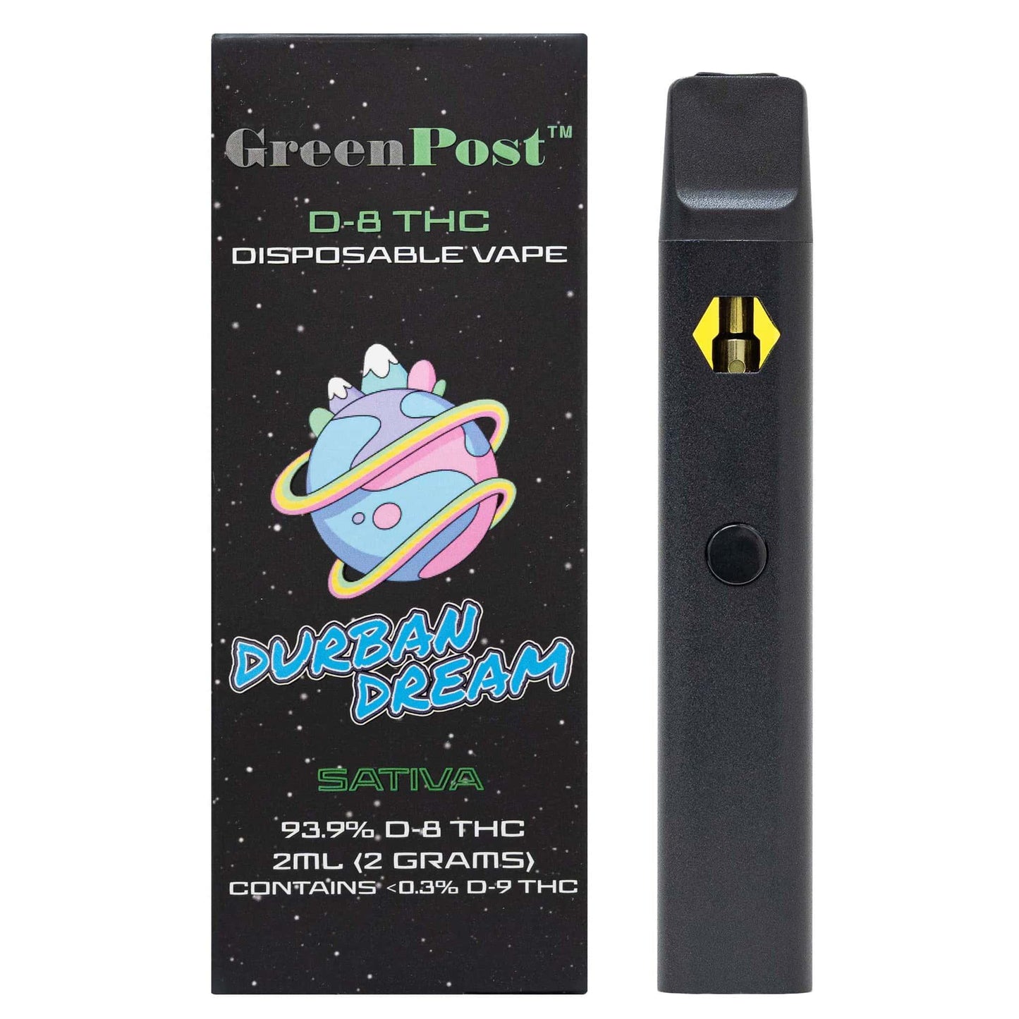 Delta 8 THC 92% Disposable Pen - Durban Dream (Sativa) - GreenPost CBD - www.GreenPostCBD.com