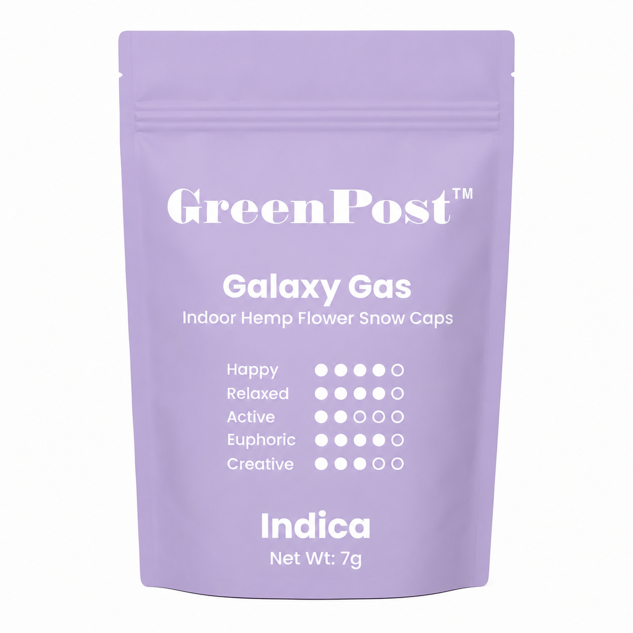 GreenPost Galaxy Gas Snow Caps THCA Flower 7g featuring premium indoor hemp flower with a heavy THCA crystal coating.