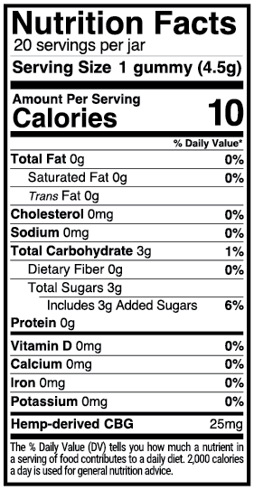 Peach-Flavored Vegan CBG Gummies - 25mg