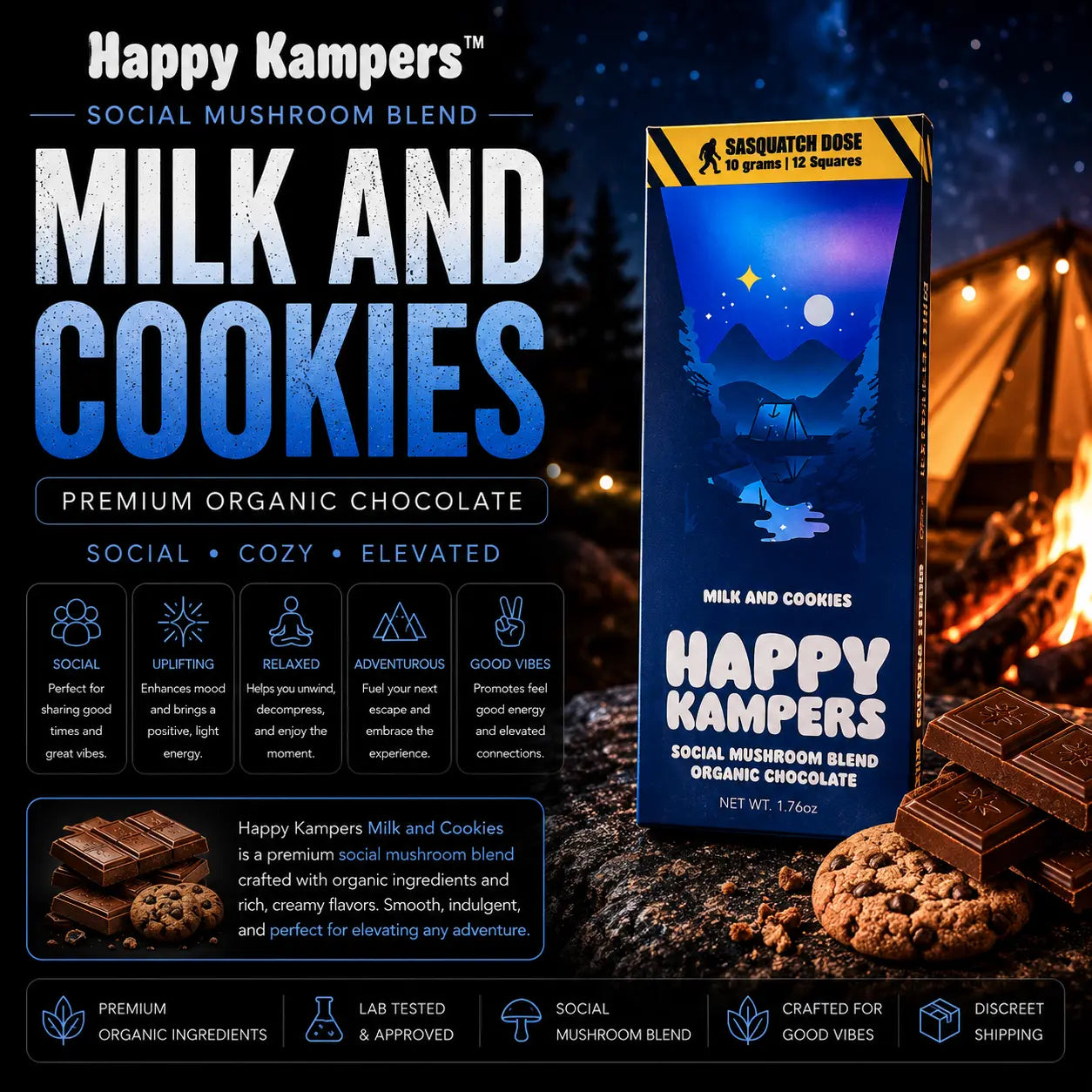 Happy Kampers 10g Mushroom Chocolate Bar Edibles