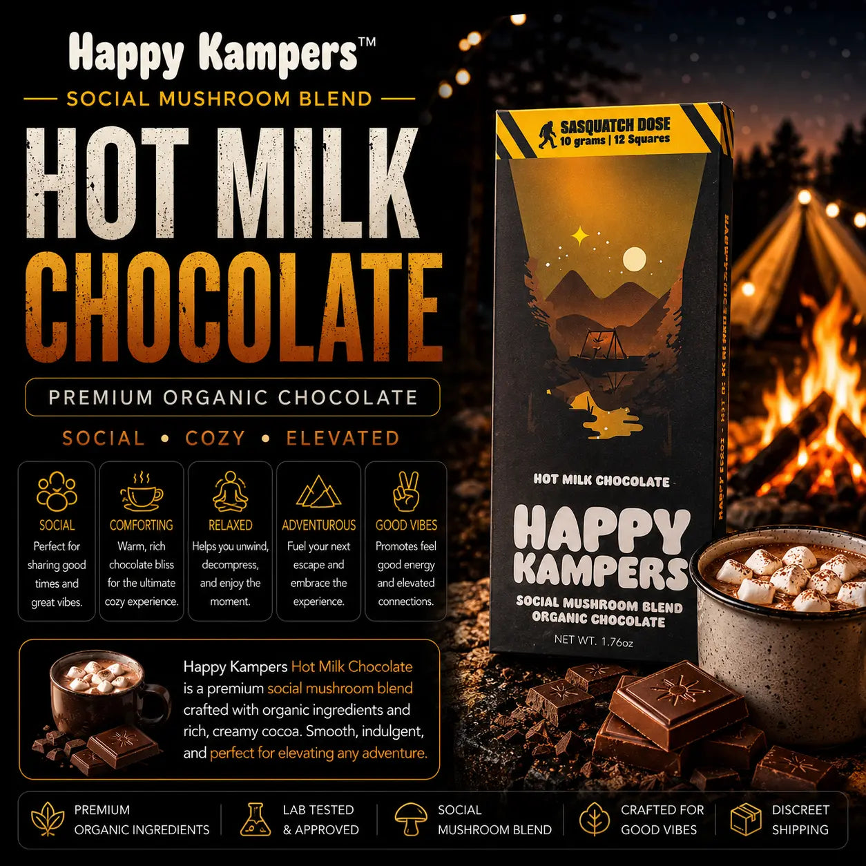 Happy Kampers 10g Mushroom Chocolate Bar Edibles