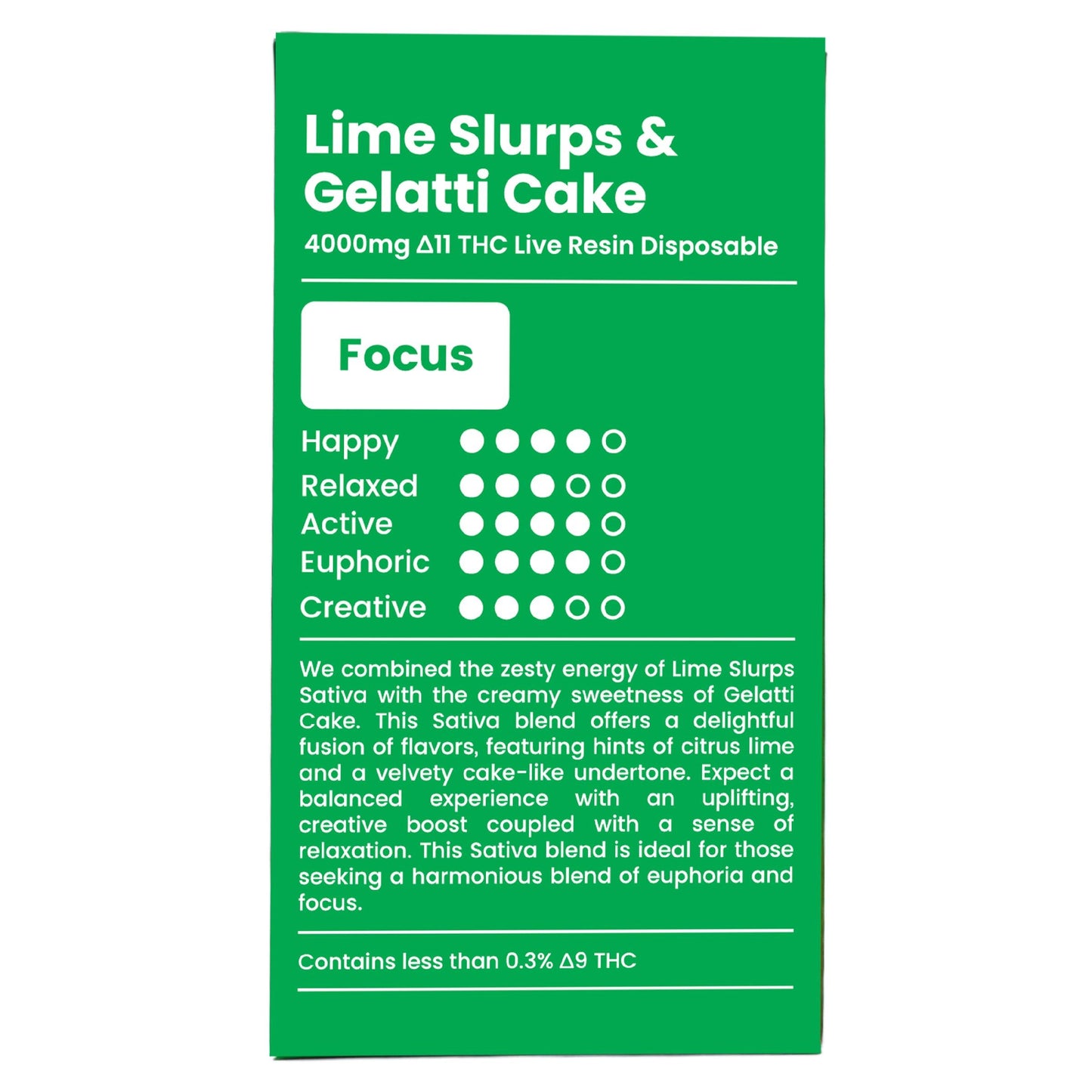 Delta 11 Lime Slurps Gelatti Cake Dual-Strain Vape - GreenPost CBD - www.GreenPostCBD.com