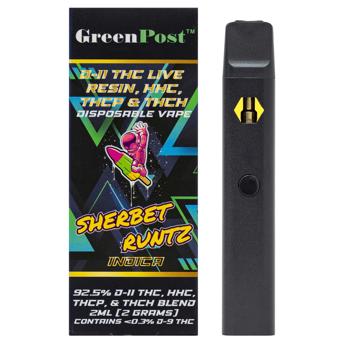 Delta 11 THC Live Resin Blend Disposable Pen - Sherbet Runtz (Indica) - GreenPost CBD - www.GreenPostCBD.com