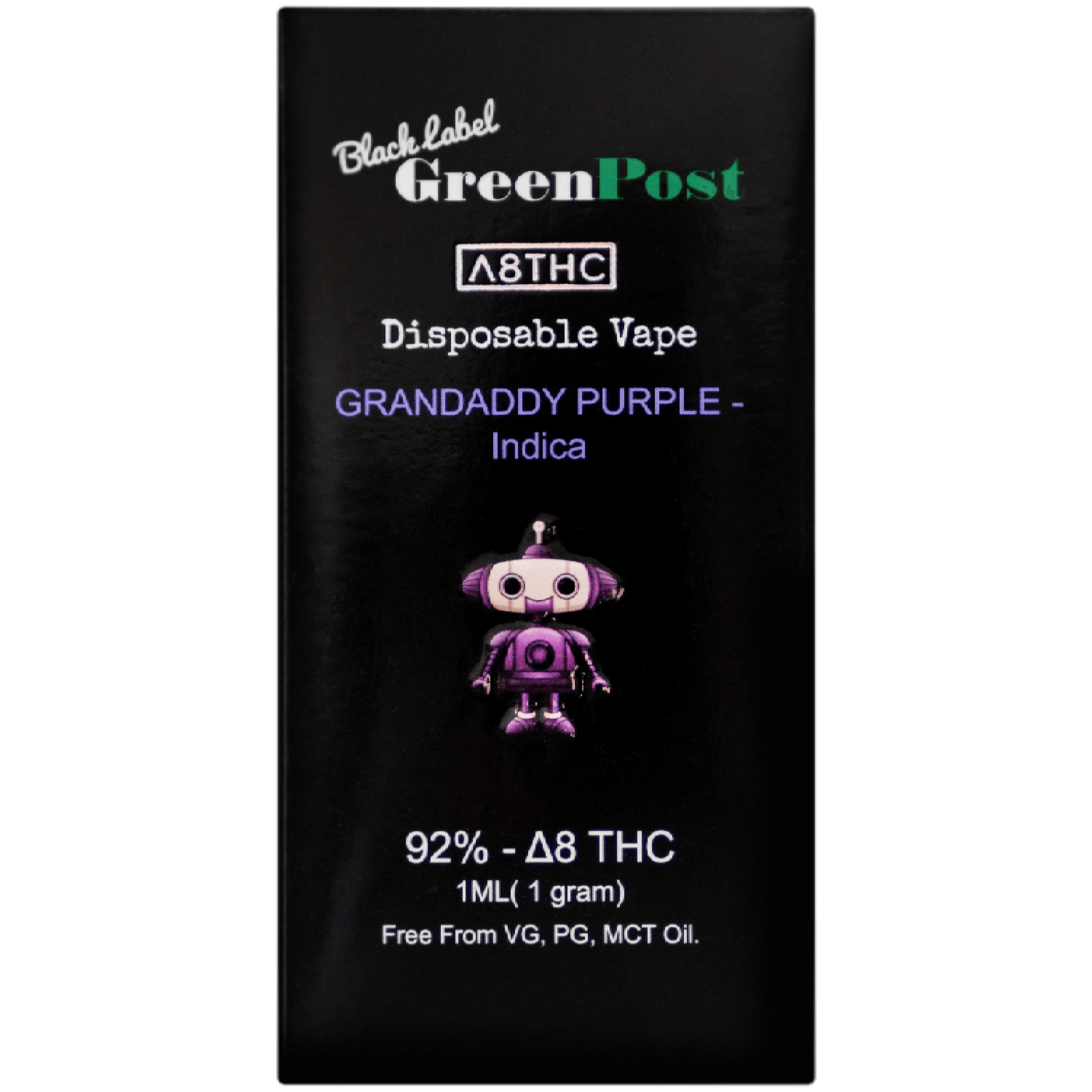 Delta 8 THC Disposable Pen - Granddaddy Purple (Indica) - GreenPost CBD - www.GreenPostCBD.com