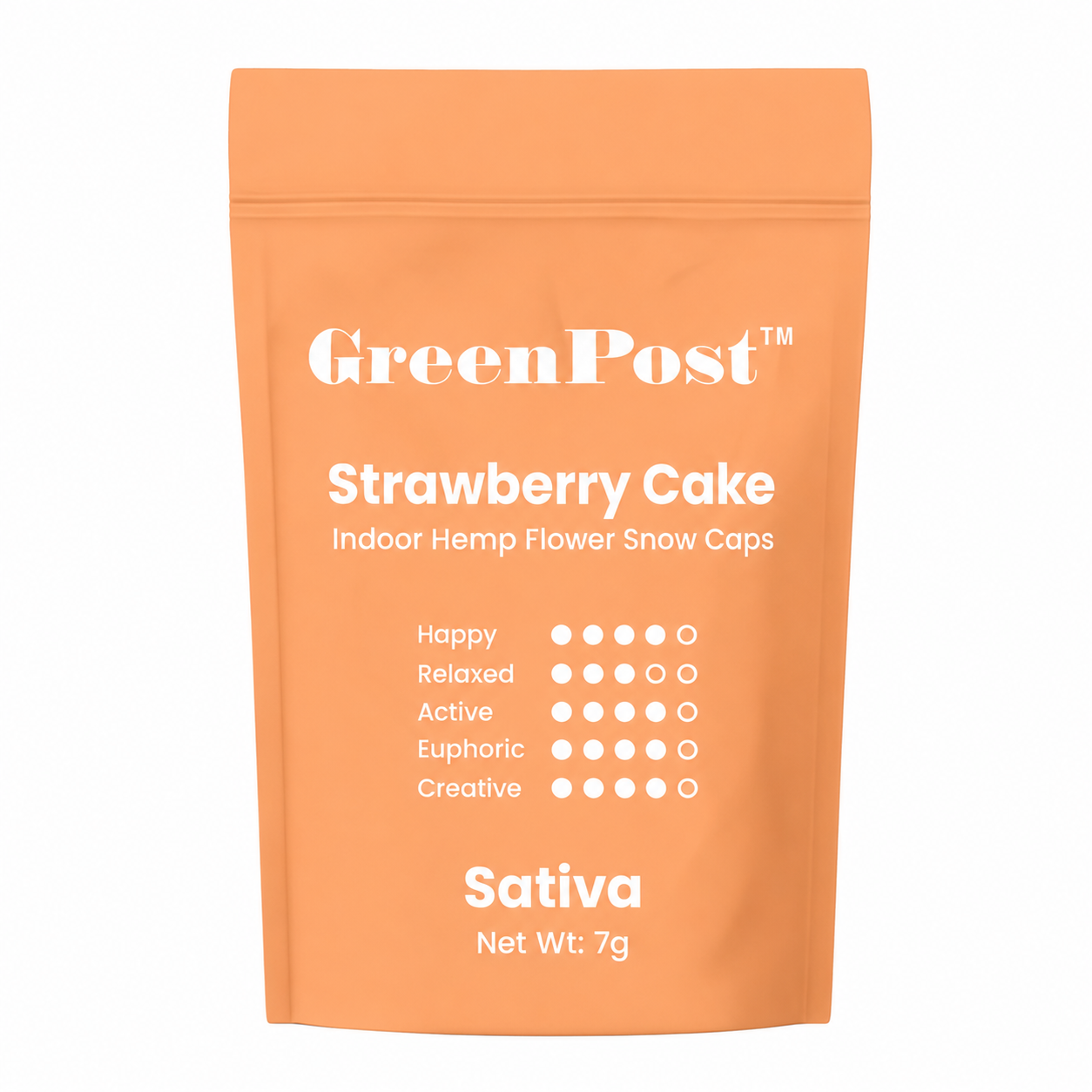 GreenPost Strawberry Cake Snow Caps THCA Flower 7g featuring premium indoor hemp flower with a heavy THCA crystal coating.